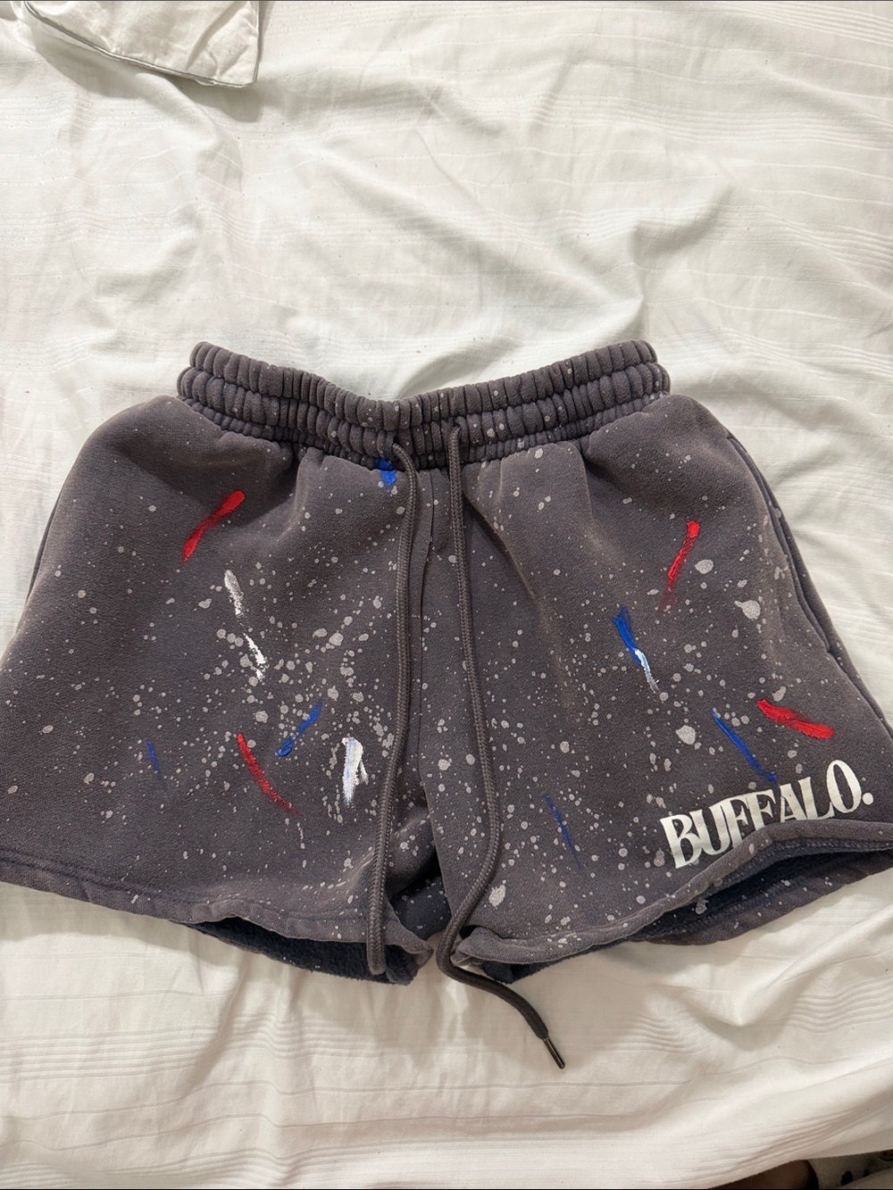 Buffalo leveled up Charcoal Paint-Splash Sweat Shorts